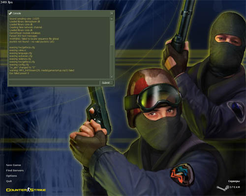 Вид Counter-Strike после запуска в режиме developer