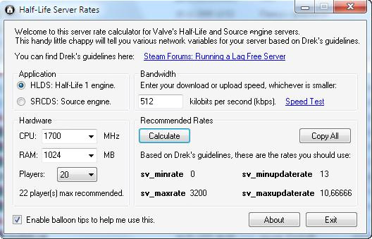 Half-Life Server Rates
